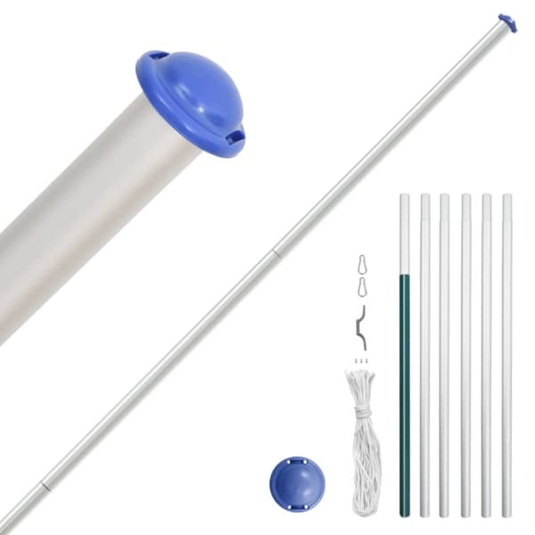Tyrkiet flag og flagstang 6,23 m aluminium