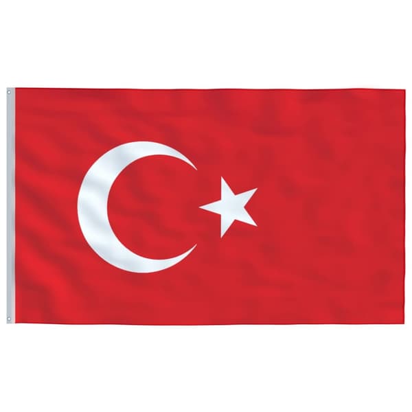 Tyrkiet flag og flagstang 6,23 m aluminium