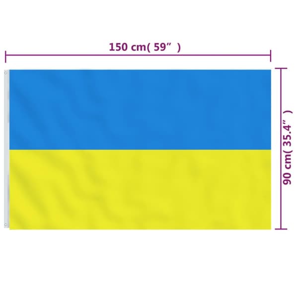 vidaXL Ukraine flag med messingøjer 90x150 cm