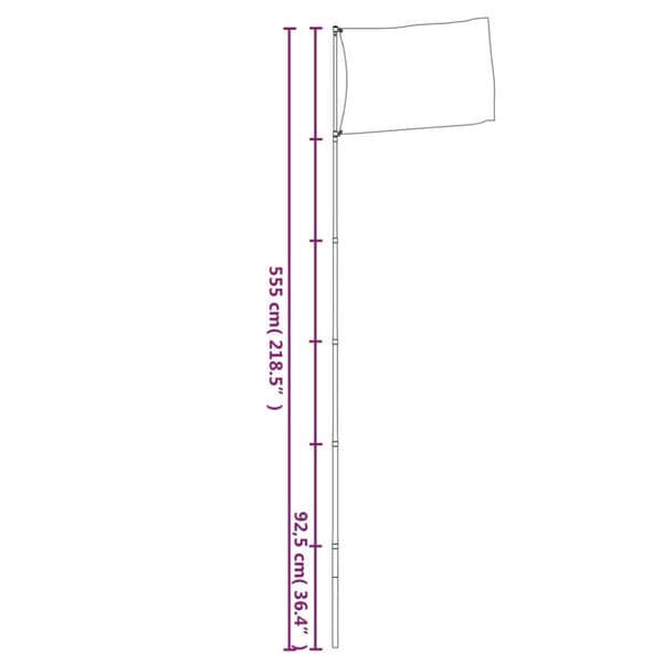 vidaXL teleskopflagstang 5,5 m aluminium sølvfarvet -  Flag & vimpler