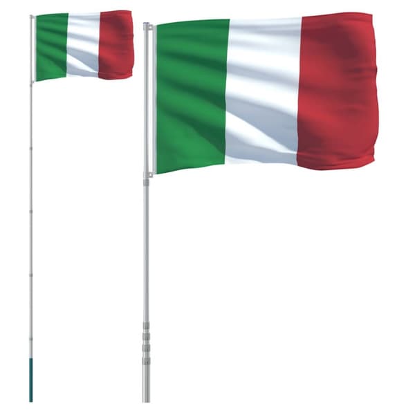 The Living Store Italiens flagga och flaggstång 5,55 m aluminium - Flaggor & vindstrutar