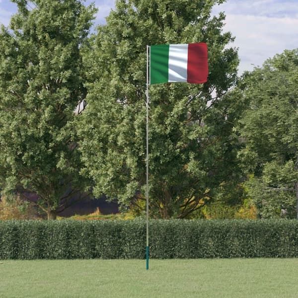 The Living Store Italiens flagga och flaggstång 5,55 m aluminium - Flaggor & vindstrutar