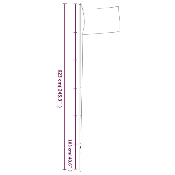 The Living Store sektionsinddelt flagstang 6,23 m aluminium sølvfarvet -  Flag & vimpler