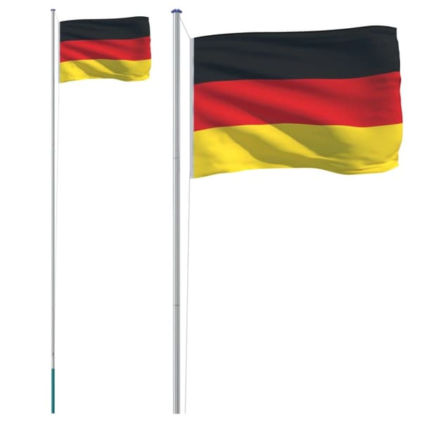 The Living Store Tyskland flag og flagstang 6,23 m aluminium -  Flag & vimpler