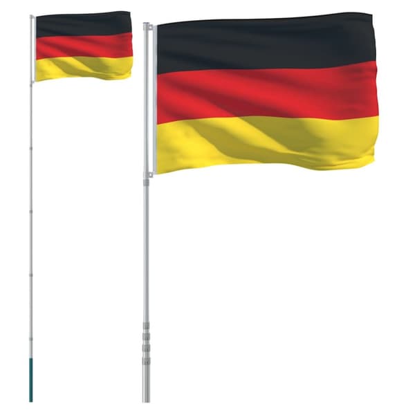 The Living Store Tyskland flag og flagstang 5,55 m aluminium -  Flag & vimpler