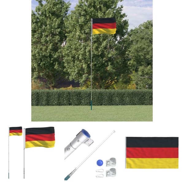 The Living Store Tyskland flag og flagstang 5,55 m aluminium -  Flag & vimpler