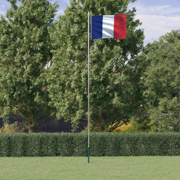 The Living Store Frankrig flag og flagstang 6,23 m aluminium - Flag & vimpler