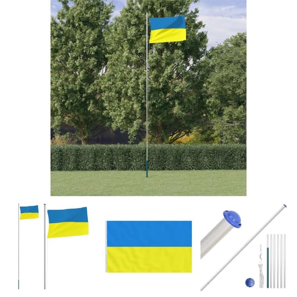 The Living Store Ukrainas flagga och flaggstång 6,23 m aluminium -  Flaggor & vindstrutar
