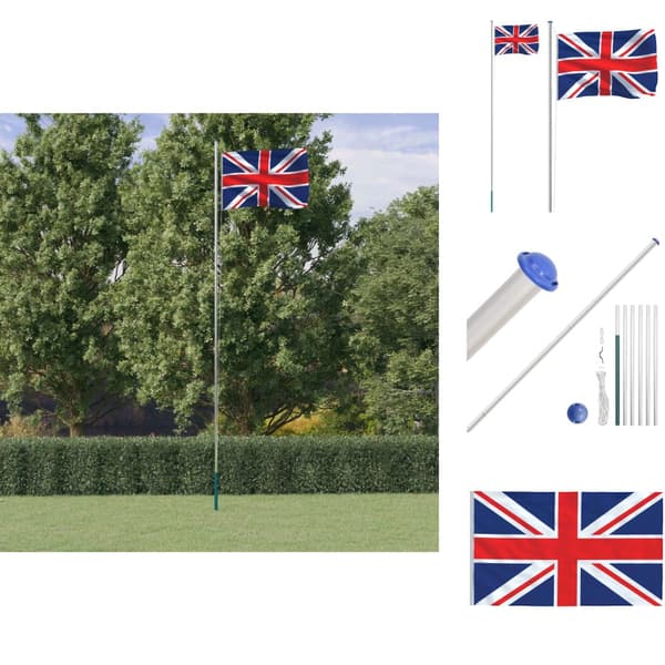 Flag & vimpler - Living Storbritannien flag og flagstang 6,23 m aluminium