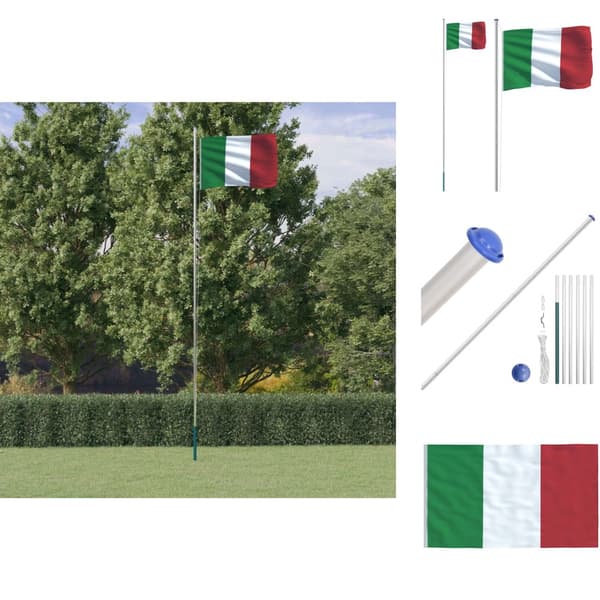Liput & tuulipussit - Living Italian lippu ja lipputanko 6,23 m alumiini