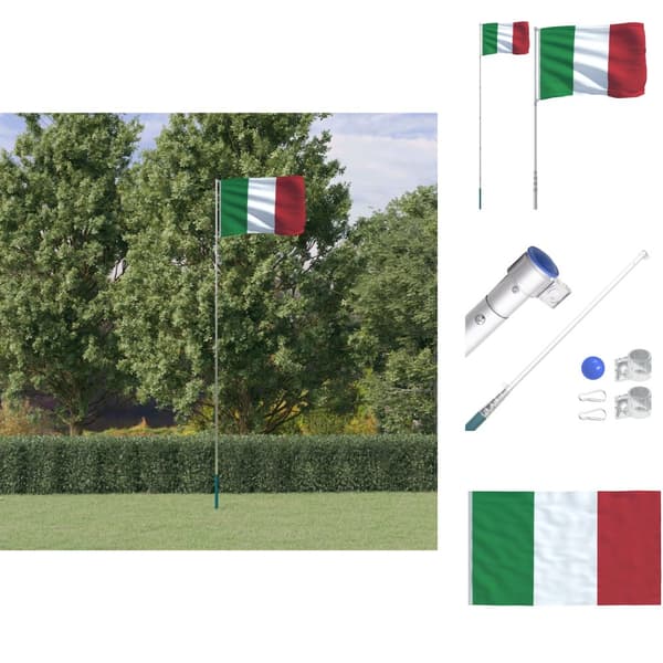 Flaggor & vindstrutar - Living Italiens flagga och flaggstång 5,55 m aluminium