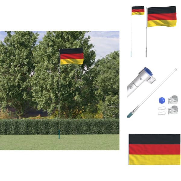 Flag & vimpler - Living Tyskland flag og flagstang 5,55 m aluminium