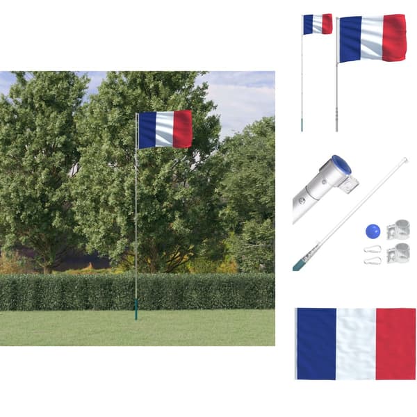 Flag & vimpler - Living Frankrig flag og flagstang 5,55 m aluminium