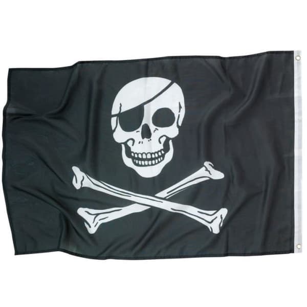 Piratflagga i svart polyester - AMSCAN - 92 x 60 cm