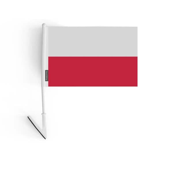 Klistret flagga - Polen - 14 x 21 cm - Hållbar polyester - Lätt - Framsidan/baksidan