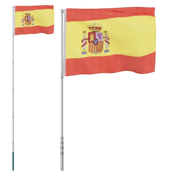 Spaniens flagga och flaggstång 5,55 m aluminium