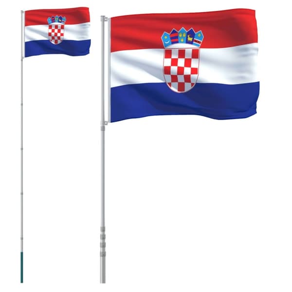 Kroatiens flagga med flaggstång 5,55 m aluminium