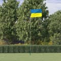 Miniatyrbild 1 av 2: Ukrainas flagga och flaggstång 5,55 m aluminium