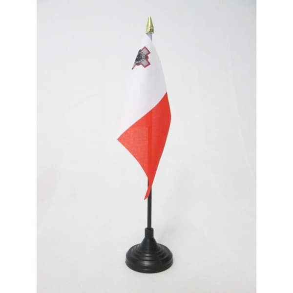 Bordflagga Malta 15x10cm - maltesisk guldspets