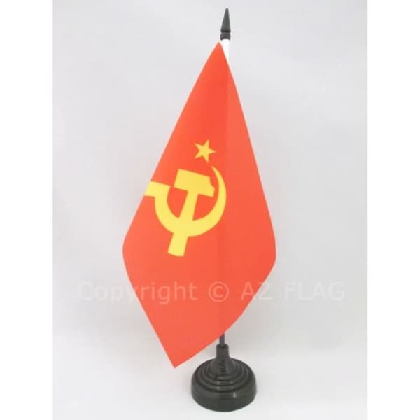 USSR bordsflagga central logotyp 21x14cm - kommunistisk - Ryssland Hög kvalitet