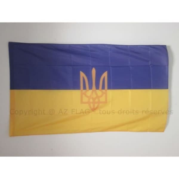 Ukrainas flagga med vapen 90x60cm - Ukrainsk Hög kvalitet