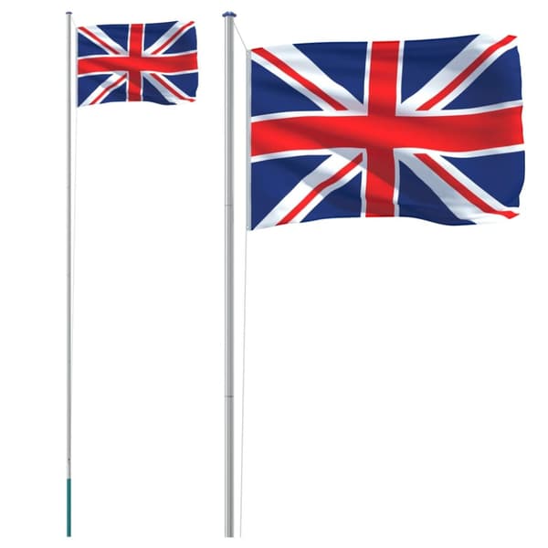 Storbritanniens flagga och flaggstång 6,23 m aluminium
