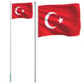 Miniatyrbild 2 av 2: Turkiets flagga och flaggstång 6,23 m aluminium