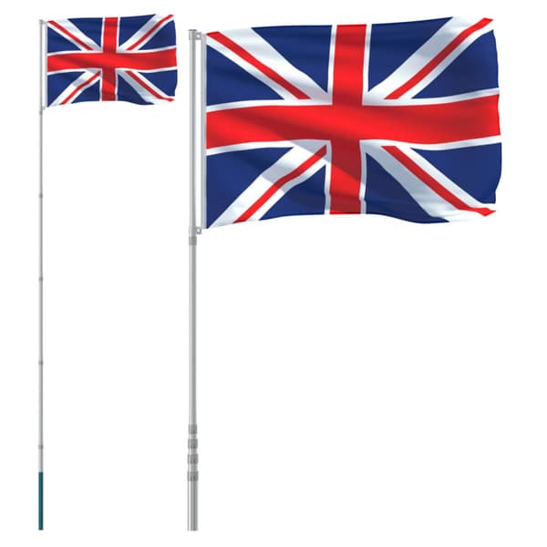 Storbritanniens flagga och flaggstång 5,55 m aluminium