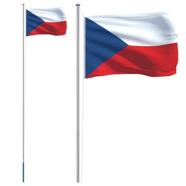 Tjeckiens flagga och flaggstång 6,23 m aluminium