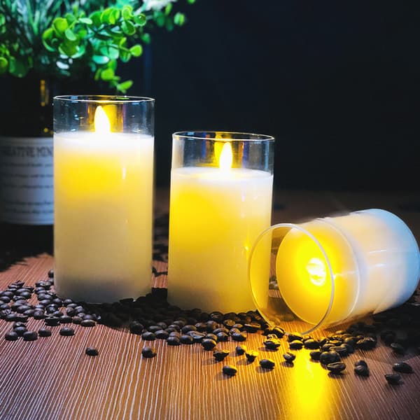 3 stk. LED Blok/Stearinlys - Transparent