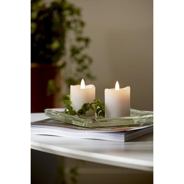Blockljus 2 -pack Flamme LED m timer, vita