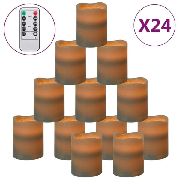 vidaXL LED-stearinlys 24 stk. med fjernbetjening varmt hvidt lys