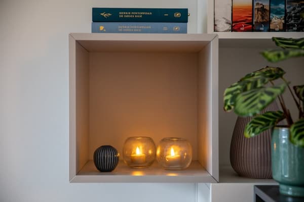 Luna LED fyrfadslys grå 2stk