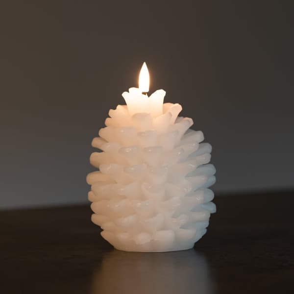 Luna LED-kuusen käpy valkoinen, ø10 x 14 cm, 1 kpl