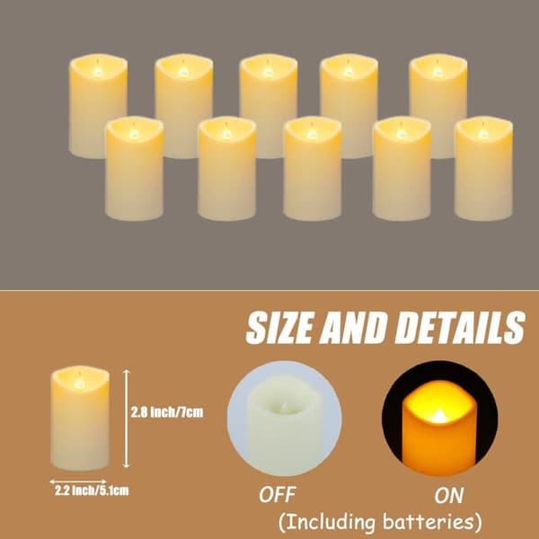LED Stearinlys uden Flamme, Flere Størrelsesmuligheder, Sikker og Langvarig,2.2x2.7 Tommer5x7cm