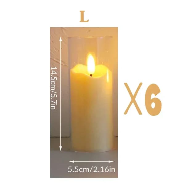 LED-ljus utan låga, rörlig veke, säker och utan stök,L X 6