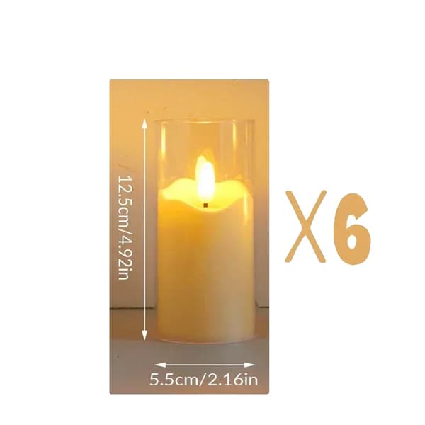 LED Flammefri Elektriske Stearinlys, Bevægelse i Veken, Sikker og Uden Rod,M X 6