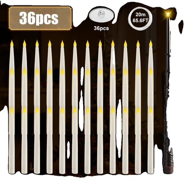 Flameless Flydende Lys, Fjernbetjening, Varmt Hvidt Lys,36Pcs-Varm Hvid