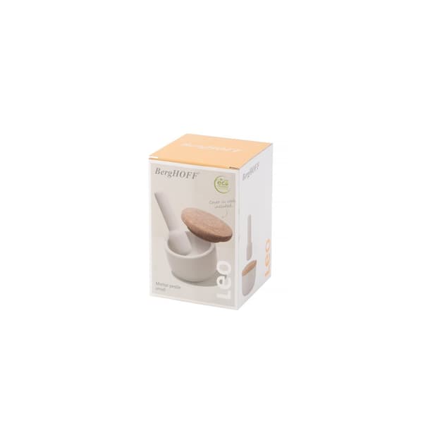 BergHOFF 11 cm Morter & Stder med Lg - Naturligt Slibevrktj med Korklg til at Bevare Aromaer & Smage