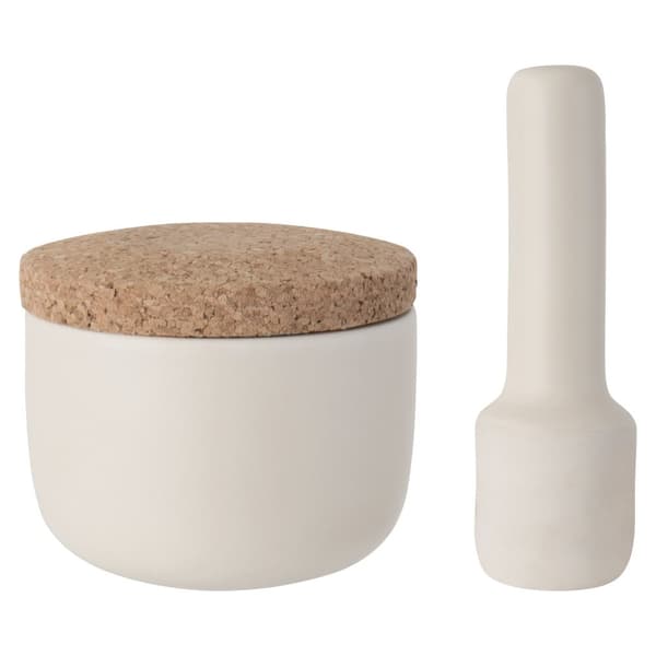 BergHOFF 11 cm Mortel med Lock - Naturligt Malverktyg med Korklock fr att Bevara Aromer och Smaker