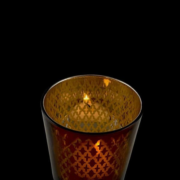 Värmeljushållare i glas (2 st.) Koppar/svart från SIA Home Fashion