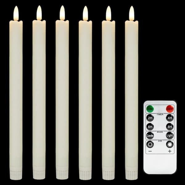 Lollanda 6-pack LED-ljus med fjärrkontroller, elfenbensfärgade flamlösa, flimrande elektriska 6-pack LED-ljus, 16 cm batteridrivna, för Jul & Hem A