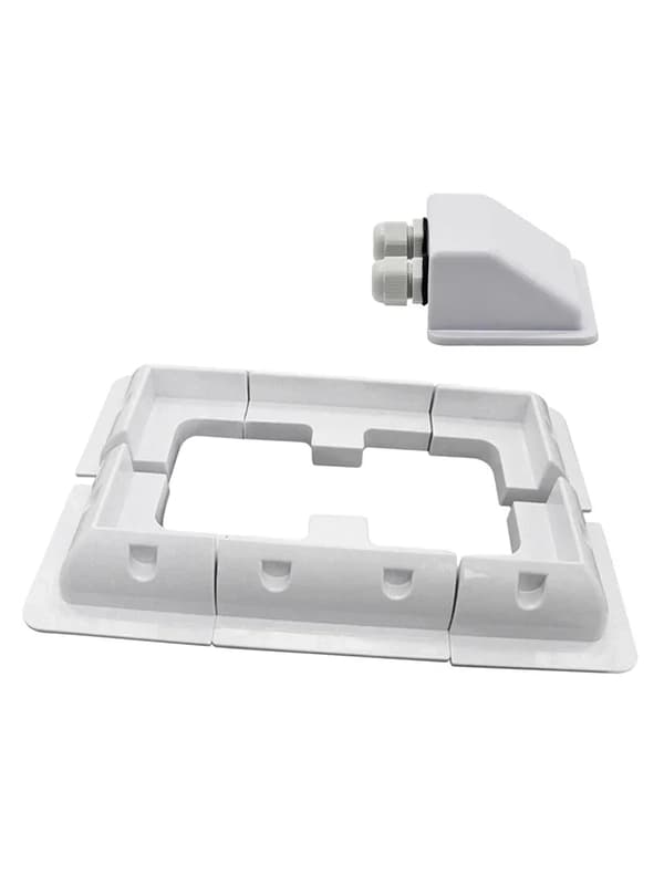 Solpanel Monteringsfäste, 4 Hörn, 2 Sidor, Kopplingsbox,VIT