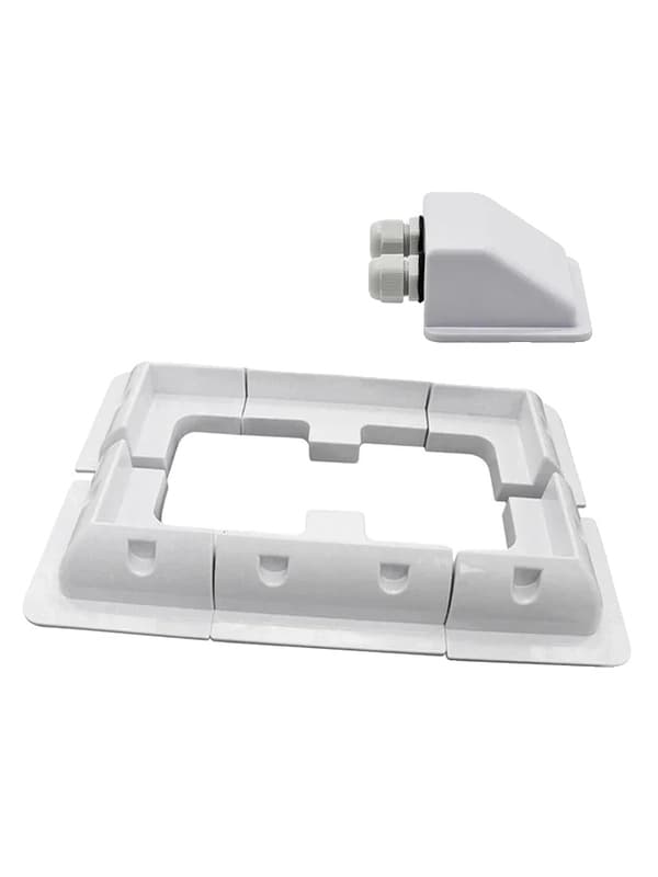Solpanel Monteringsfäste, 4 Hörn, 2 Sidor, Kopplingsbox,VIT