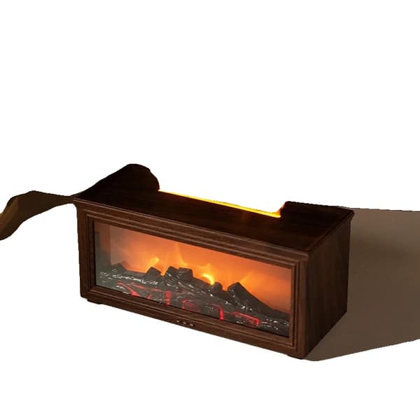 Essentiel olie pejs diffuser, elegant design, livagtig flammeeffekt,EU, HY05Dyb træstruktur