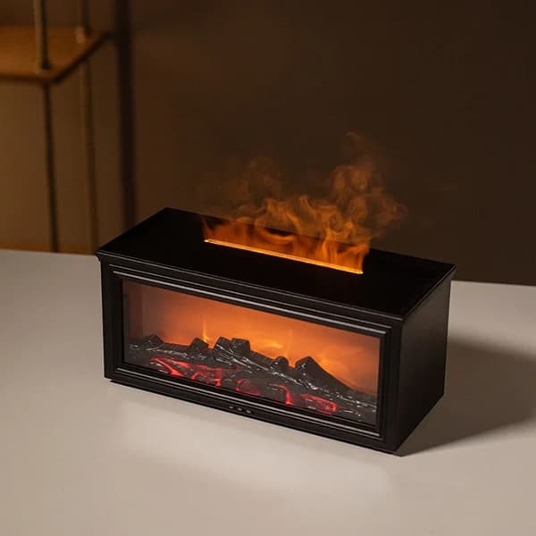 Eterisk Olja Eldstad Diffuser, Elegant Design, Livaktig Låg Effekt,EU, HY05Svart