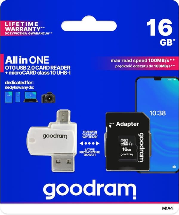 Goodram M1A4-0160R12 minneskort 16 GB MicroSDHC Class 10 UHS-I
