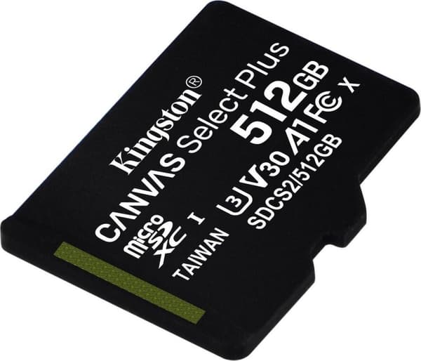 Kingston Technology 512GB micSDXC Canvas Select Plus 100R A1 C10-kort + ADP