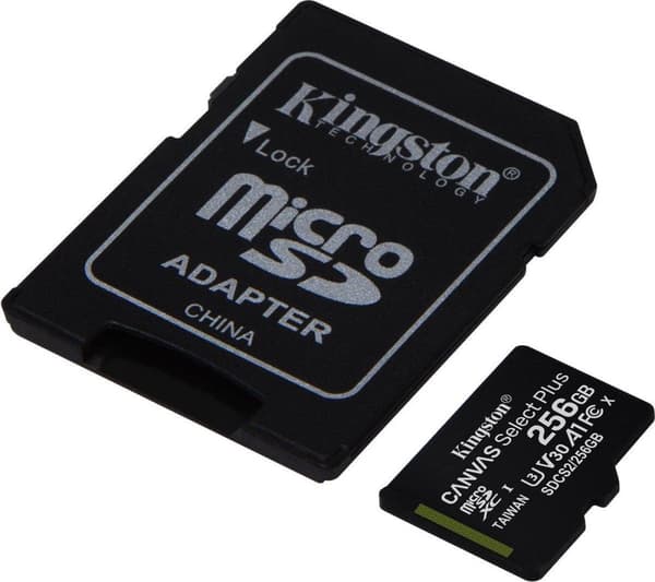 Kingston Technology 256GB micSDXC Canvas Select Plus 100R A1 C10-kort + ADP