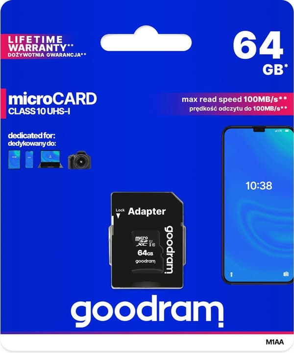 Goodram M1AA-0640R12 minneskort 64 GB MicroSDXC Class 10 UHS-I